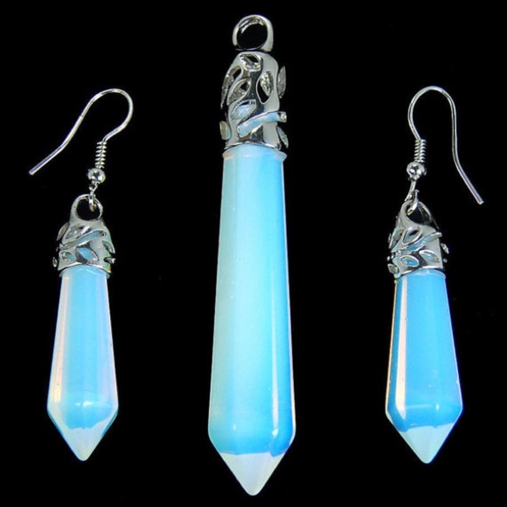 Opalite necklace & earrings set with chain